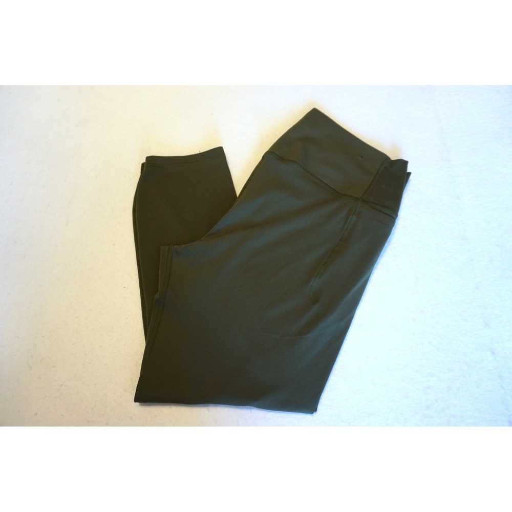 Under Armour HeatGear High Rise Crop Leggings Olive Green Womens XL Pockets
